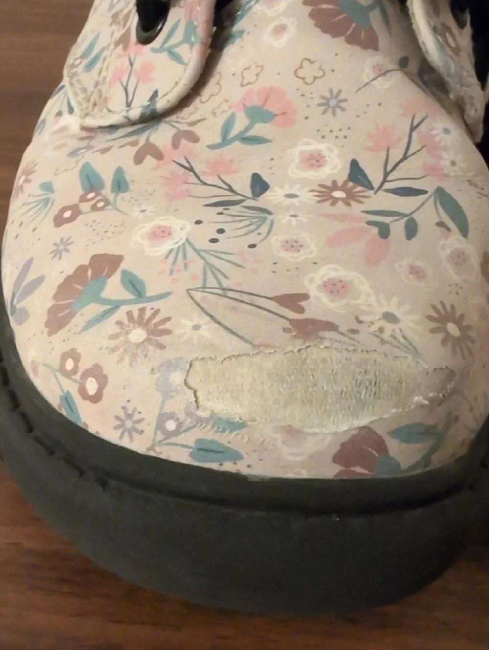 Kids Floral Lace-Up Ankle Boots in Light Pink Size 2